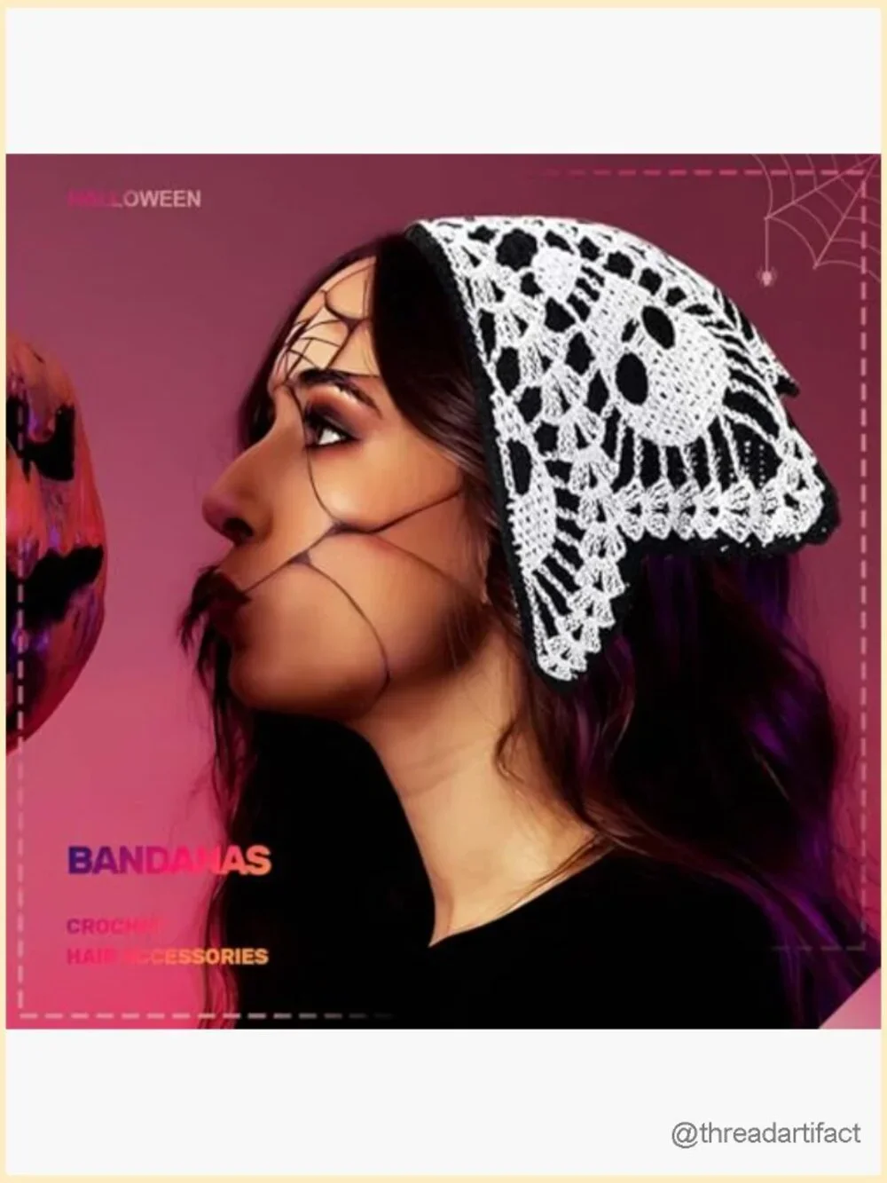 Skull Headbands Crochet Bandanas Gothic Head Scarf Hair Accessories